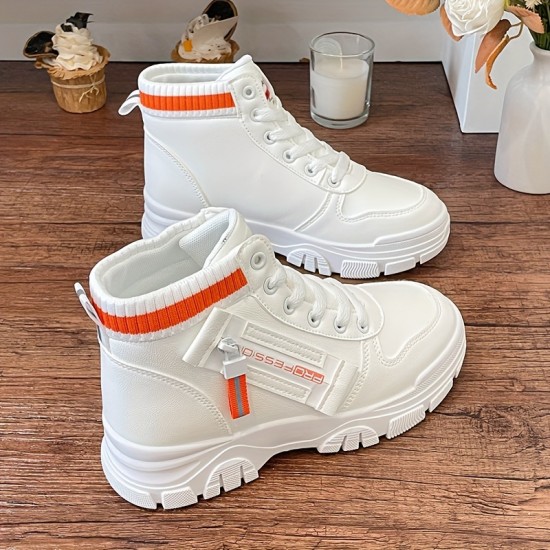 Women's Colorblock Casual Sneakers, High-top Round Toe Round Toe Thick Sole Non-slip Shoes, Versatile Comfy Shoes Women's Colorblock Casual Sneakers, High-top Round Toe Round Toe Thick Sole Non-slip Shoes, Versatile Comfy Shoes
