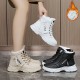 Women's Platform High Top Sneakers, Casual Lace Up Plush Lined Shoes, Comfortable Winter Outdoor Shoes Women's Platform High Top Sneakers, Casual Lace Up Plush Lined Shoes, Comfortable Winter Outdoor Shoes