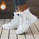 Women's Platform High Top Sneakers, Casual Lace Up Plush Lined Shoes, Comfortable Winter Outdoor Shoes Women's Platform High Top Sneakers, Casual Lace Up Plush Lined Shoes, Comfortable Winter Outdoor Shoes