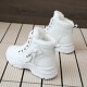 Women's Platform High Top Sneakers, Casual Lace Up Plush Lined Shoes, Comfortable Winter Outdoor Shoes Women's Platform High Top Sneakers, Casual Lace Up Plush Lined Shoes, Comfortable Winter Outdoor Shoes