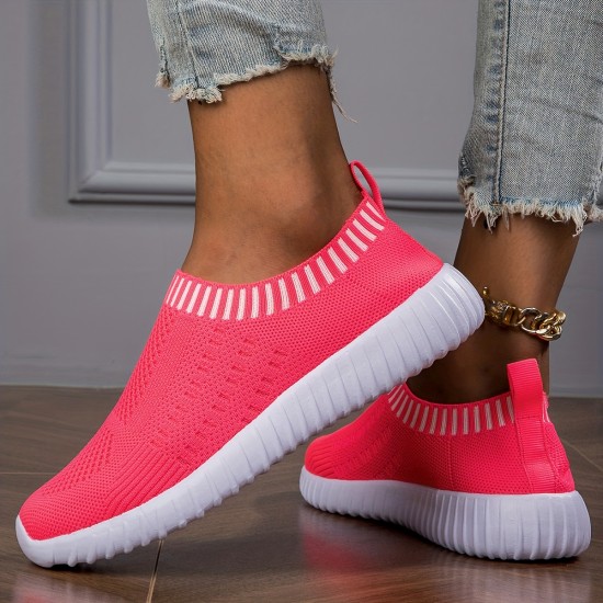 Women's Breathable Knit Sneakers, Casual Lace Up Outdoor Shoes, Lightweight Mesh Low Top Shoes Women's Breathable Knit Sneakers, Casual Lace Up Outdoor Shoes, Lightweight Mesh Low Top Shoes
