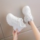 Women's Fashion Heightening Sneakers, Causal Faux Leather Solid Color Lace Up Shoes, Versatile & Breathable Shoes Women's Fashion Heightening Sneakers, Causal Faux Leather Solid Color Lace Up Shoes, Versatile & Breathable Shoes
