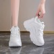 Women's Fashion Heightening Sneakers, Causal Faux Leather Solid Color Lace Up Shoes, Versatile & Breathable Shoes Women's Fashion Heightening Sneakers, Causal Faux Leather Solid Color Lace Up Shoes, Versatile & Breathable Shoes
