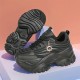 Women's Solid Color Trendy Sneakers, Lace Up Soft Sole Platform Running Shoes, Chain Decor Versatile Low-top Shoes Women's Solid Color Trendy Sneakers, Lace Up Soft Sole Platform Running Shoes, Chain Decor Versatile Low-top Shoes
