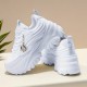 Women's Solid Color Trendy Sneakers, Lace Up Soft Sole Platform Running Shoes, Chain Decor Versatile Low-top Shoes Women's Solid Color Trendy Sneakers, Lace Up Soft Sole Platform Running Shoes, Chain Decor Versatile Low-top Shoes