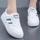 Women's Solid Color Casual Sneakers, Lace Up Comfy Platform White Shoes, Lightweight Low-top Sporty Trainers Women's Solid Color Casual Sneakers, Lace Up Comfy Platform White Shoes, Lightweight Low-top Sporty Trainers