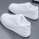 Women's Solid Color Casual Sneakers, Lace Up Comfy Platform White Shoes, Lightweight Low-top Sporty Trainers Women's Solid Color Casual Sneakers, Lace Up Comfy Platform White Shoes, Lightweight Low-top Sporty Trainers