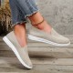 Women's Solid Color Sneakers, Slip On Round Toe Non-slip Low-top Knit Breathable Shoes, Casual Outdoor Sporty Shoes Women's Solid Color Sneakers, Slip On Round Toe Non-slip Low-top Knit Breathable Shoes, Casual Outdoor Sporty Shoes