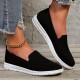 Women's Solid Color Sneakers, Slip On Round Toe Non-slip Low-top Knit Breathable Shoes, Casual Outdoor Sporty Shoes Women's Solid Color Sneakers, Slip On Round Toe Non-slip Low-top Knit Breathable Shoes, Casual Outdoor Sporty Shoes