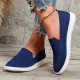 Women's Solid Color Sneakers, Slip On Round Toe Non-slip Low-top Knit Breathable Shoes, Casual Outdoor Sporty Shoes Women's Solid Color Sneakers, Slip On Round Toe Non-slip Low-top Knit Breathable Shoes, Casual Outdoor Sporty Shoes