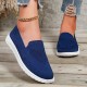 Women's Solid Color Sneakers, Slip On Round Toe Non-slip Low-top Knit Breathable Shoes, Casual Outdoor Sporty Shoes Women's Solid Color Sneakers, Slip On Round Toe Non-slip Low-top Knit Breathable Shoes, Casual Outdoor Sporty Shoes