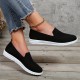 Women's Solid Color Sneakers, Slip On Round Toe Non-slip Low-top Knit Breathable Shoes, Casual Outdoor Sporty Shoes Women's Solid Color Sneakers, Slip On Round Toe Non-slip Low-top Knit Breathable Shoes, Casual Outdoor Sporty Shoes