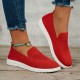 Women's Solid Color Sneakers, Slip On Round Toe Non-slip Low-top Knit Breathable Shoes, Casual Outdoor Sporty Shoes Women's Solid Color Sneakers, Slip On Round Toe Non-slip Low-top Knit Breathable Shoes, Casual Outdoor Sporty Shoes