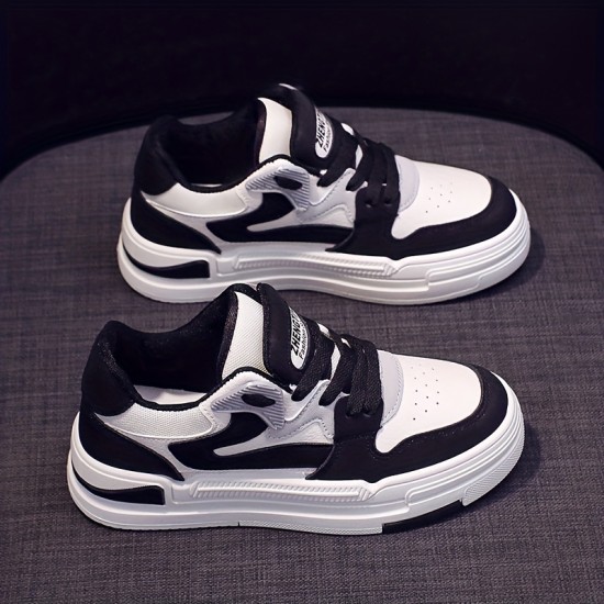 Women's Colorblock Flat Skate Shoes, All-Match Round Toe Low Top Sneakers, Comfortable Outdoor Walking Trainers Women's Colorblock Flat Skate Shoes, All-Match Round Toe Low Top Sneakers, Comfortable Outdoor Walking Trainers