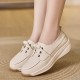 Women's Solid Color Casual Sneakers, Lace Up Soft Sole Platform Walking Shoes, Lightweight Low-top Shoes Women's Solid Color Casual Sneakers, Lace Up Soft Sole Platform Walking Shoes, Lightweight Low-top Shoes
