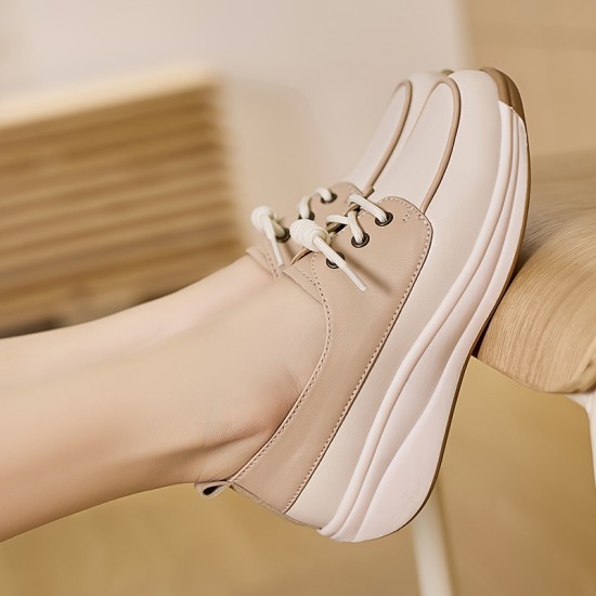 Women's Solid Color Casual Sneakers, Lace Up Soft Sole Platform Walking Shoes, Lightweight Low-top Shoes Women's Solid Color Casual Sneakers, Lace Up Soft Sole Platform Walking Shoes, Lightweight Low-top Shoes