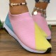 Women's Colorbloack Sock Shoes, Breathable Knit Slip On Low Top Walking Sneakers, Casual Outdoor Trainers Women's Colorbloack Sock Shoes, Breathable Knit Slip On Low Top Walking Sneakers, Casual Outdoor Trainers