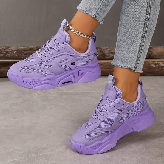 Women's Solid Color Minimalist Sneakers, Lace Up Breathable Casual Soft Sole Trainers, Versatile Low-top Daily Shoes Women's Solid Color Minimalist Sneakers, Lace Up Breathable Casual Soft Sole Trainers, Versatile Low-top Daily Shoes