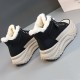 Women's Contrast Color Platform Sneakers, Causal Lace Up Plush Lined Outdoor Shoes, Comfortable Mid Top Shoes Women's Contrast Color Platform Sneakers, Causal Lace Up Plush Lined Outdoor Shoes, Comfortable Mid Top Shoes