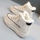 Women's Contrast Color Platform Sneakers, Causal Lace Up Plush Lined Outdoor Shoes, Comfortable Mid Top Shoes Women's Contrast Color Platform Sneakers, Causal Lace Up Plush Lined Outdoor Shoes, Comfortable Mid Top Shoes