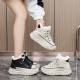 Women's Contrast Color Platform Sneakers, Causal Lace Up Plush Lined Outdoor Shoes, Comfortable Mid Top Shoes Women's Contrast Color Platform Sneakers, Causal Lace Up Plush Lined Outdoor Shoes, Comfortable Mid Top Shoes