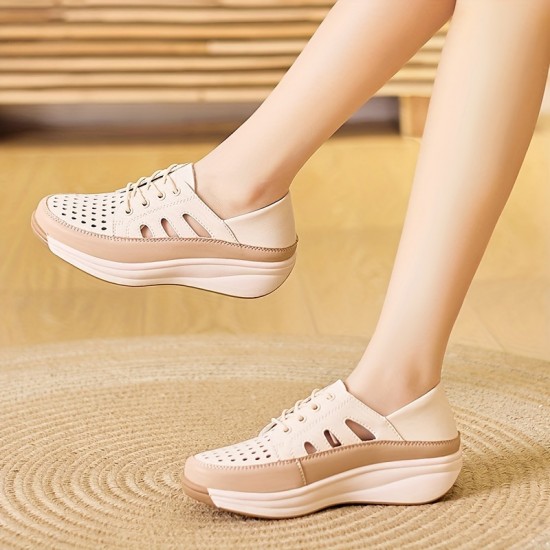 Women's Trendy Flat Sneakers, Casual Lace Up Outdoor Shoes, Comfortable Buckle Strap Detailed Shoes Women's Trendy Flat Sneakers, Casual Lace Up Outdoor Shoes, Comfortable Buckle Strap Detailed Shoes