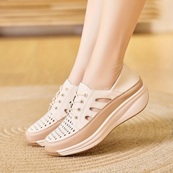 Women's Trendy Flat Sneakers, Casual Lace Up Outdoor Shoes, Comfortable Buckle Strap Detailed Shoes Women's Trendy Flat Sneakers, Casual Lace Up Outdoor Shoes, Comfortable Buckle Strap Detailed Shoes