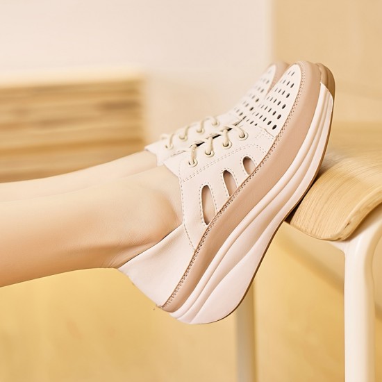 Women's Trendy Flat Sneakers, Casual Lace Up Outdoor Shoes, Comfortable Buckle Strap Detailed Shoes Women's Trendy Flat Sneakers, Casual Lace Up Outdoor Shoes, Comfortable Buckle Strap Detailed Shoes