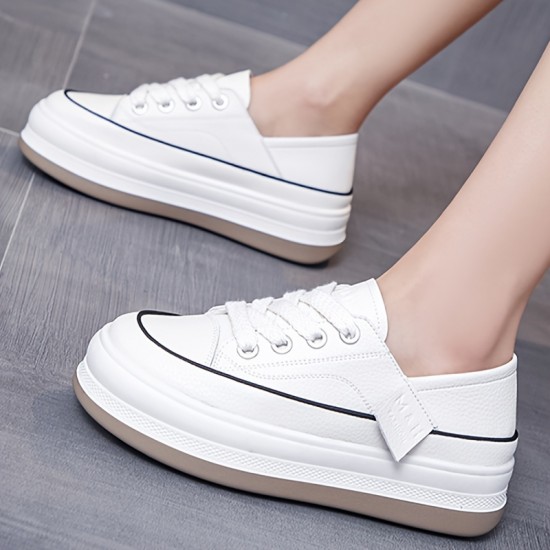 Women's Platform Skate Shoes, Minimalist Low Top Lace Up Sneakers, Casual All-Match Trainers Women's Platform Skate Shoes, Minimalist Low Top Lace Up Sneakers, Casual All-Match Trainers