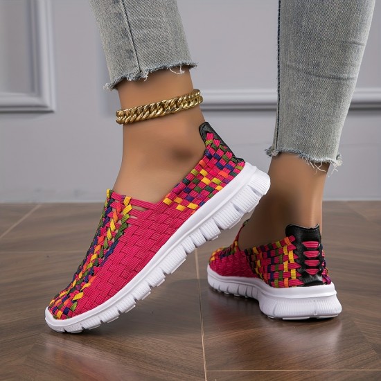 Women's Braided Flat Shoes, Breathable Soft Sole Slip On Shoes, Casual Lightweight Walking Shoes Women's Braided Flat Shoes, Breathable Soft Sole Slip On Shoes, Casual Lightweight Walking Shoes