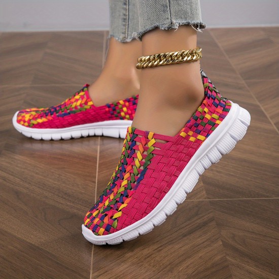 Women's Braided Flat Shoes, Breathable Soft Sole Slip On Shoes, Casual Lightweight Walking Shoes Women's Braided Flat Shoes, Breathable Soft Sole Slip On Shoes, Casual Lightweight Walking Shoes