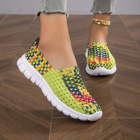 Women's Braided Flat Shoes, Breathable Soft Sole Slip On Shoes, Casual Lightweight Walking Shoes Women's Braided Flat Shoes, Breathable Soft Sole Slip On Shoes, Casual Lightweight Walking Shoes