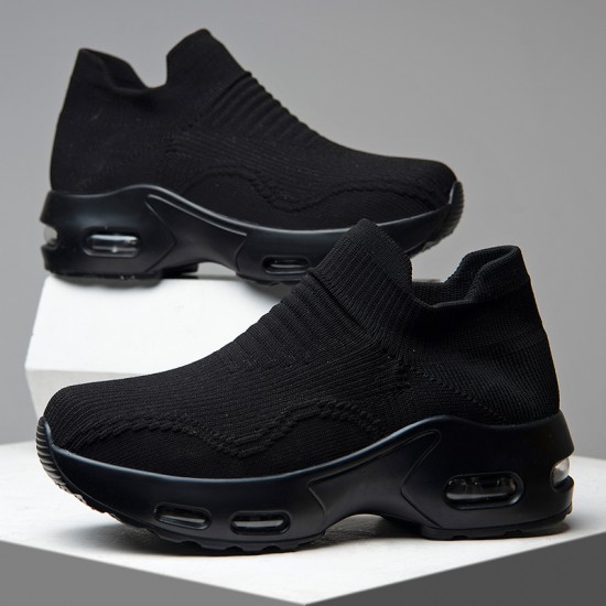 Women's Air Cushion Sock Sneakers, Chunky Heel Breathable Slip On Sports Shoes, Casual Low Top Walking Shoes Women's Air Cushion Sock Sneakers, Chunky Heel Breathable Slip On Sports Shoes, Casual Low Top Walking Shoes