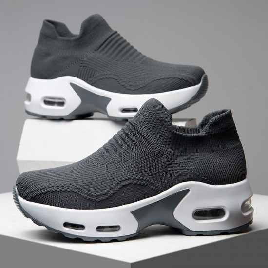 Women's Air Cushion Sock Sneakers, Chunky Heel Breathable Slip On Sports Shoes, Casual Low Top Walking Shoes Women's Air Cushion Sock Sneakers, Chunky Heel Breathable Slip On Sports Shoes, Casual Low Top Walking Shoes
