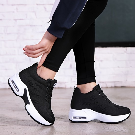 Women's Lightweight Mesh Sneakers, Platform Low Top Lace Up Height Increased Casual Shoes, Women's Sport Footwear Women's Lightweight Mesh Sneakers, Platform Low Top Lace Up Height Increased Casual Shoes, Women's Sport Footwear