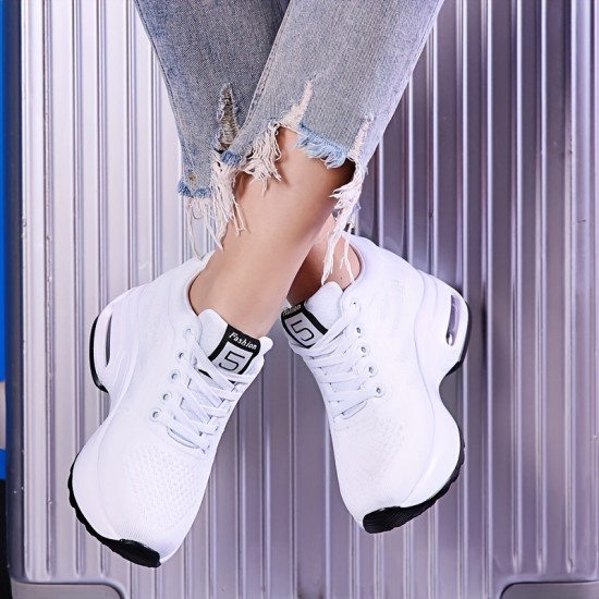 Women's Lightweight Mesh Sneakers, Platform Low Top Lace Up Height Increased Casual Shoes, Women's Sport Footwear Women's Lightweight Mesh Sneakers, Platform Low Top Lace Up Height Increased Casual Shoes, Women's Sport Footwear