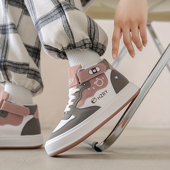Women's Cartoon Panda & Letter Print Sneakers, Lace Up Soft Sole Platform Skate Shoes, High-top Non-slip Walking Shoes Women's Cartoon Panda & Letter Print Sneakers, Lace Up Soft Sole Platform Skate Shoes, High-top Non-slip Walking Shoes
