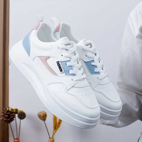 Women's Colorblock Platform Sneakers, Lace Up Lightweight Casual Sporty Skate Shoes, Versatile Comfy Low-top Trainers Women's Colorblock Platform Sneakers, Lace Up Lightweight Casual Sporty Skate Shoes, Versatile Comfy Low-top Trainers