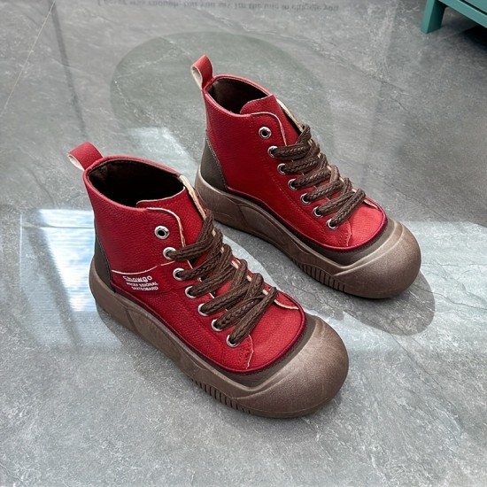 Women's Solid Color Trendy Sneakers, Lace Up Soft Sole Platform Walking Shoes, High-top Round Toe Skate Shoes Women's Solid Color Trendy Sneakers, Lace Up Soft Sole Platform Walking Shoes, High-top Round Toe Skate Shoes
