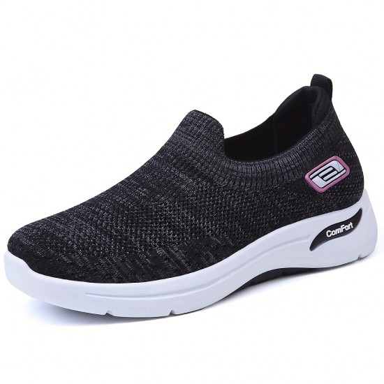 Women's Knitted Sock Sneakers, Comfy Low Top Slip On Walking Shoes, Outdoor Jogging Sports Shoes Women's Knitted Sock Sneakers, Comfy Low Top Slip On Walking Shoes, Outdoor Jogging Sports Shoes