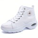 Women's Solid Color Casual Sneakers, Lace Up Soft Sole Platform Walking Skate Shoes, High-top Versatile Canvas Shoes Women's Solid Color Casual Sneakers, Lace Up Soft Sole Platform Walking Skate Shoes, High-top Versatile Canvas Shoes