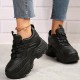 Women's Platform Chunky Sneakers, Solid Color Lace Up Height Increasing Shoes, Casual Walking Shoes Women's Platform Chunky Sneakers, Solid Color Lace Up Height Increasing Shoes, Casual Walking Shoes