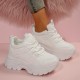Women's Platform Chunky Sneakers, Solid Color Lace Up Height Increasing Shoes, Casual Walking Shoes Women's Platform Chunky Sneakers, Solid Color Lace Up Height Increasing Shoes, Casual Walking Shoes