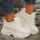 Women's Platform Chunky Sneakers, Solid Color Lace Up Height Increasing Shoes, Casual Walking Shoes Women's Platform Chunky Sneakers, Solid Color Lace Up Height Increasing Shoes, Casual Walking Shoes