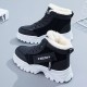 Women's Plush Lined Winter Sneakers, Thermal Lace Up High Top Snow Boots, Keep Warm Platform Ankle Boots Women's Plush Lined Winter Sneakers, Thermal Lace Up High Top Snow Boots, Keep Warm Platform Ankle Boots