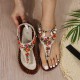 Women's Beaded Decor Flip Flops, Open Round Toe Elastic Ankle Strap Sandals, Women's Comfy Shoes Women's Beaded Decor Flip Flops, Open Round Toe Elastic Ankle Strap Sandals, Women's Comfy Shoes