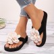 Women's Flower Decor Flip Flops, Casual Clip Toe Slide Sandals, Fashion & Comfortable Beach Shoes Women's Flower Decor Flip Flops, Casual Clip Toe Slide Sandals, Fashion & Comfortable Beach Shoes