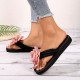 Women's Flower Decor Flip Flops, Casual Clip Toe Slide Sandals, Fashion & Comfortable Beach Shoes Women's Flower Decor Flip Flops, Casual Clip Toe Slide Sandals, Fashion & Comfortable Beach Shoes