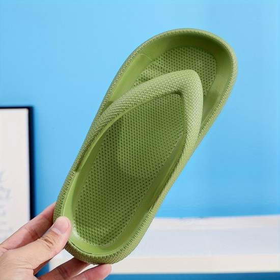 Solid Color EVA Flip Flops, Simple Style Soft Sole Wear-resistant Pillow Slides, Indoor & Outdoor Beach Shoes Solid Color EVA Flip Flops, Simple Style Soft Sole Wear-resistant Pillow Slides, Indoor & Outdoor Beach Shoes
