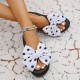 Women's Polka Dot Print Bowknot Flip Flops, Slip On Platform Comfy Summer Slides, Vacation Beach Non-slip Wedge Slides Women's Polka Dot Print Bowknot Flip Flops, Slip On Platform Comfy Summer Slides, Vacation Beach Non-slip Wedge Slides